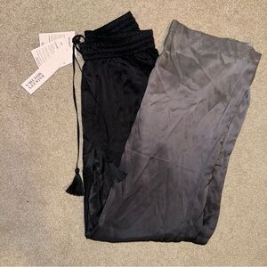 NEW Badgley Mischka Women's Black ombré Silk Pants High Waist Pockets